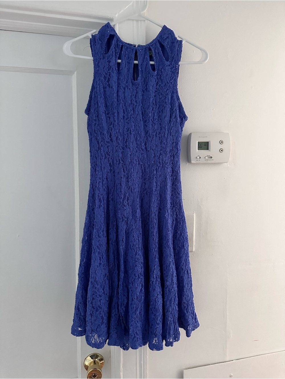 Danny & Nicole Royal Blue Lace Fit-and-Flare Dress